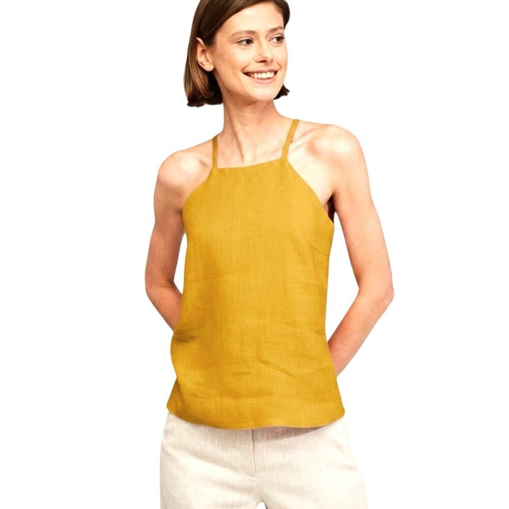 NWT LINEN HANDMADE STUDIO Women’s Linen Mustard Yellow Tank Top